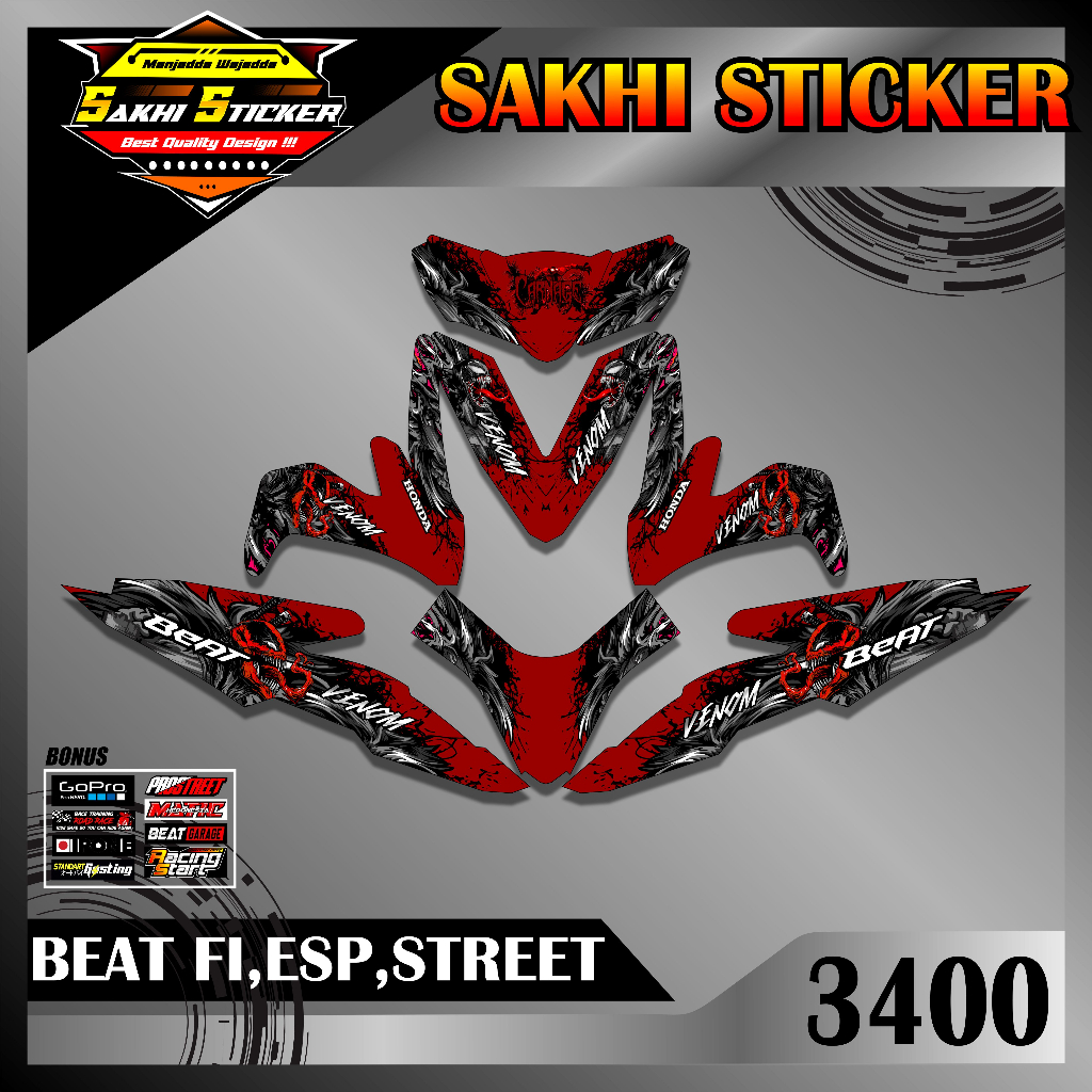 3400 DECAL STICKER MOTOR BEAT FI,ESP,STREET 2016-2019 FULL BODY VENOM