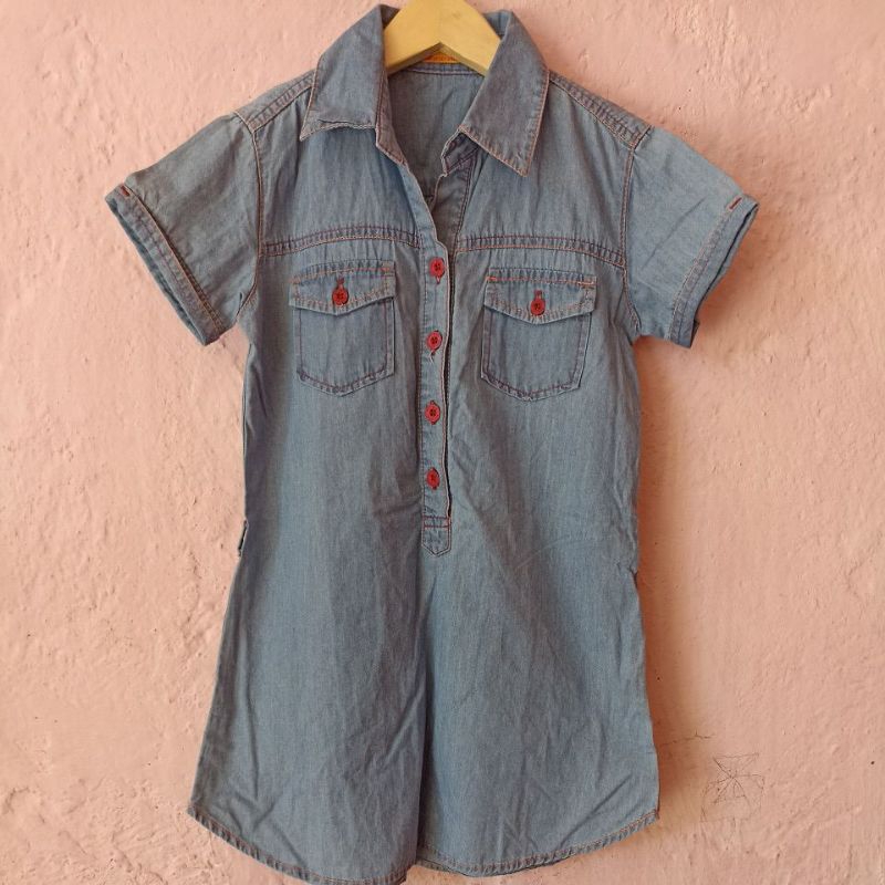 KEMEJA ANAK PRELOVED EXIT GIRLS DENIM LD 70 PANJANG 64 UTK USIA 5-6 THN