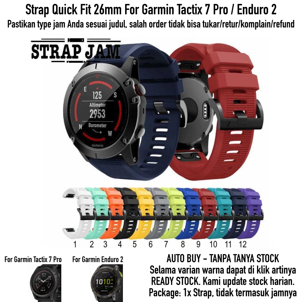 MD2 Tali Jam Tangan Garmin Tactix 7 Pro / Enduro 2 - Strap Qucik Fit 26mm Rubber Silikon