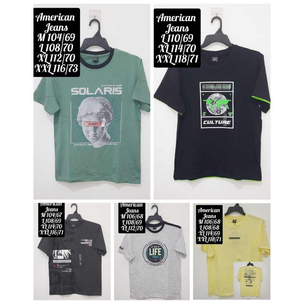 Kaos American Jeans oblong cowok dewasa laki laki / pria ori original branded