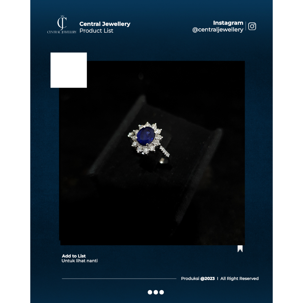 Cincin Wanita Lady Day Blue Safir Emas Putih Berlian