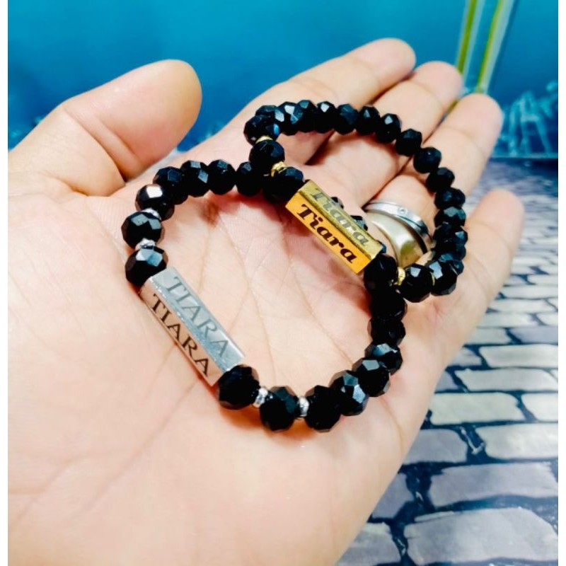 gelang kristal titanium grafir nama mu