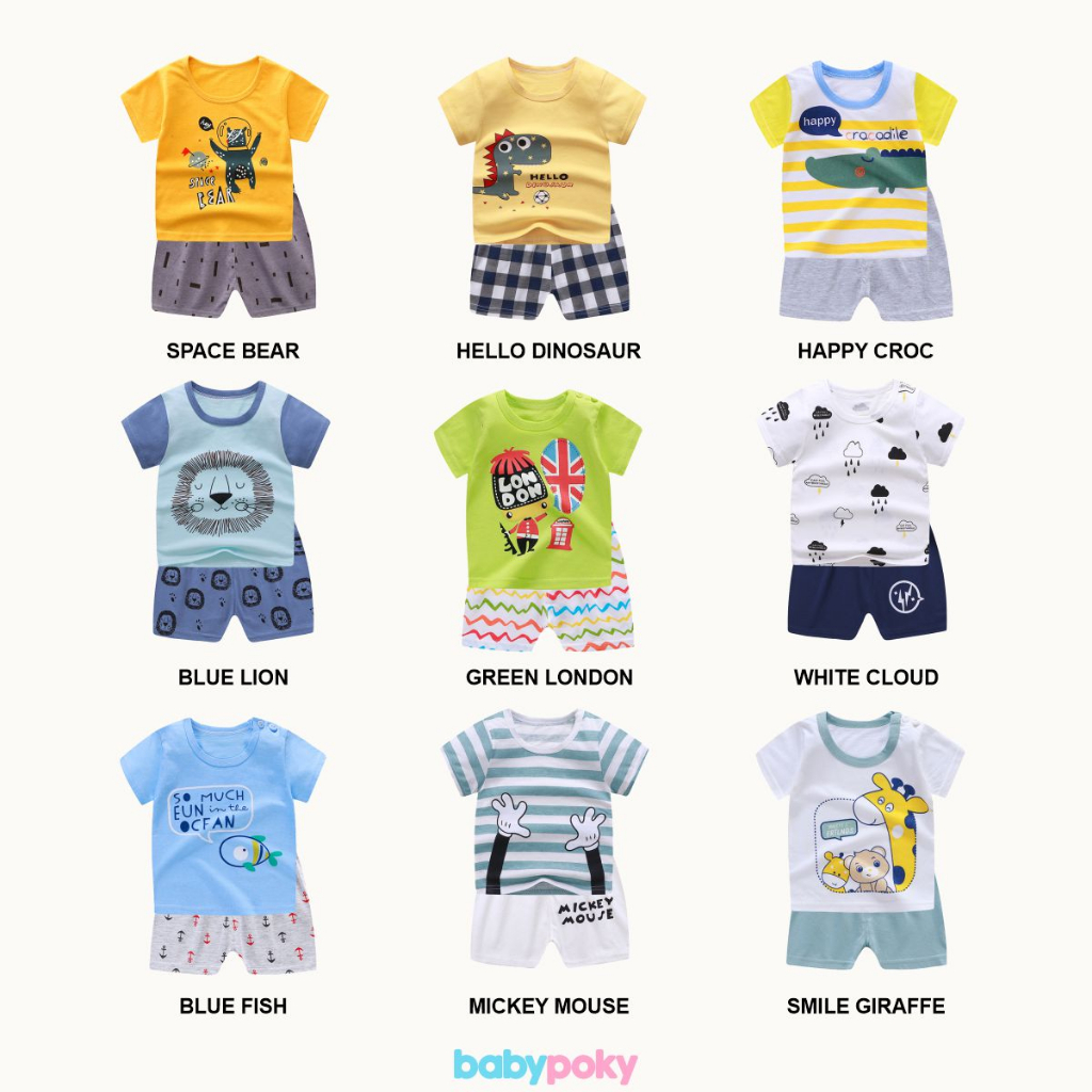 Setelan Kaos Baju Anak Bayi (6 bln - 3 Thn) Perempuan Laki Laki Import Premium
