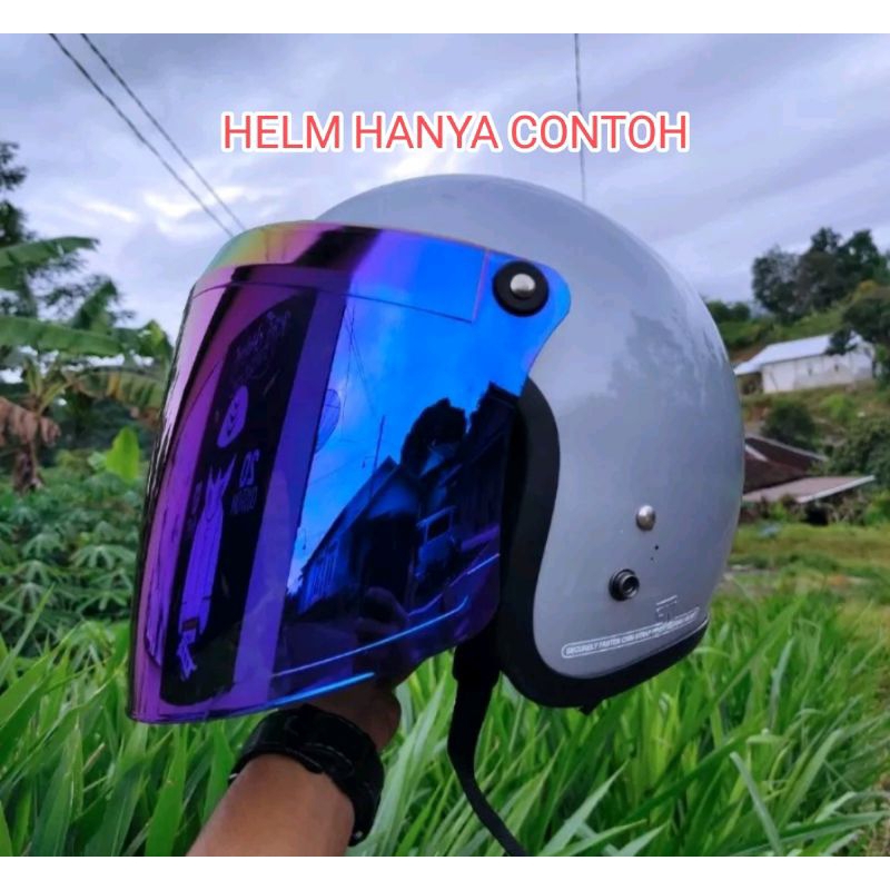 KACA HELM BOGO FLAT VENOM BOSS INJAK BLUE SILVER GOLD PELANGI