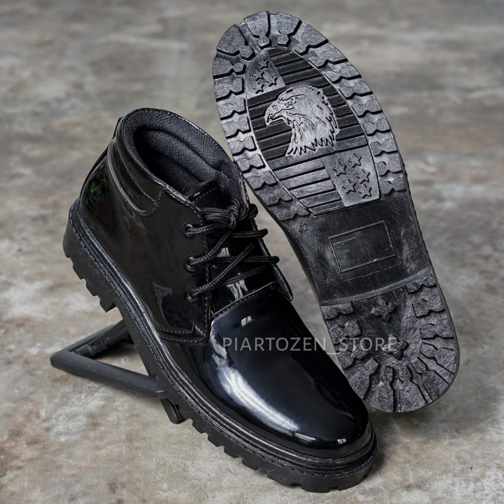 sepatu pdh pskibra doff kilap dinas tni polri security outsole tebal kulit sintetis