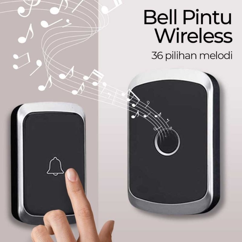 EARKONG Bell Pintu Wireless Doorbell LED 36 Tunes 1 Receiver Sudah Dapat Baterai