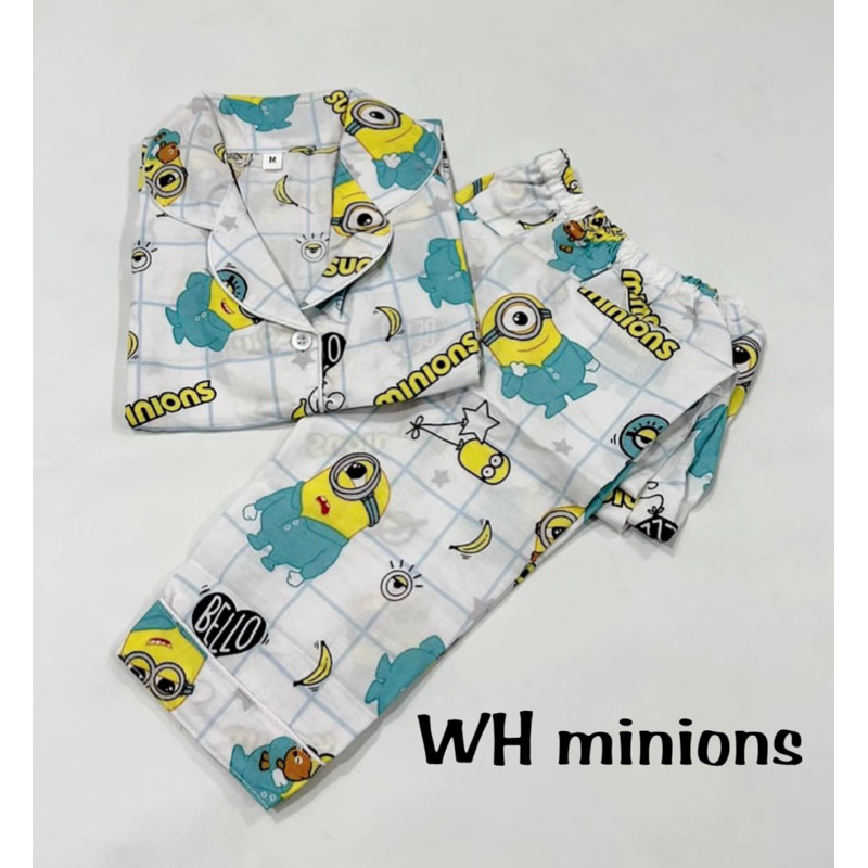 WH-Minions stelan baju tidur piyama bisa couple keluarga ibu anak dewasa