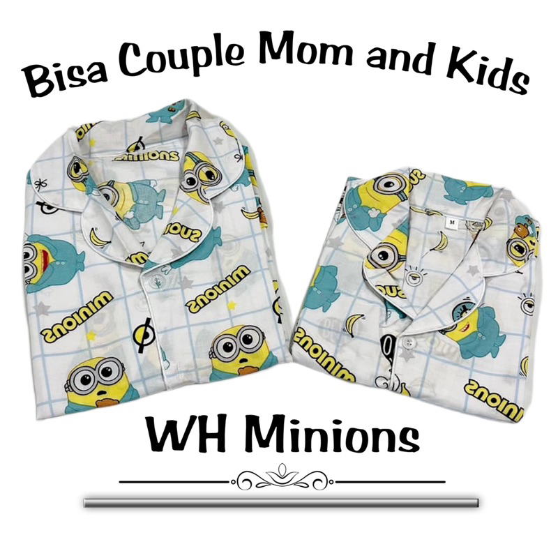 WH-Minions stelan baju tidur piyama bisa couple keluarga ibu anak dewasa