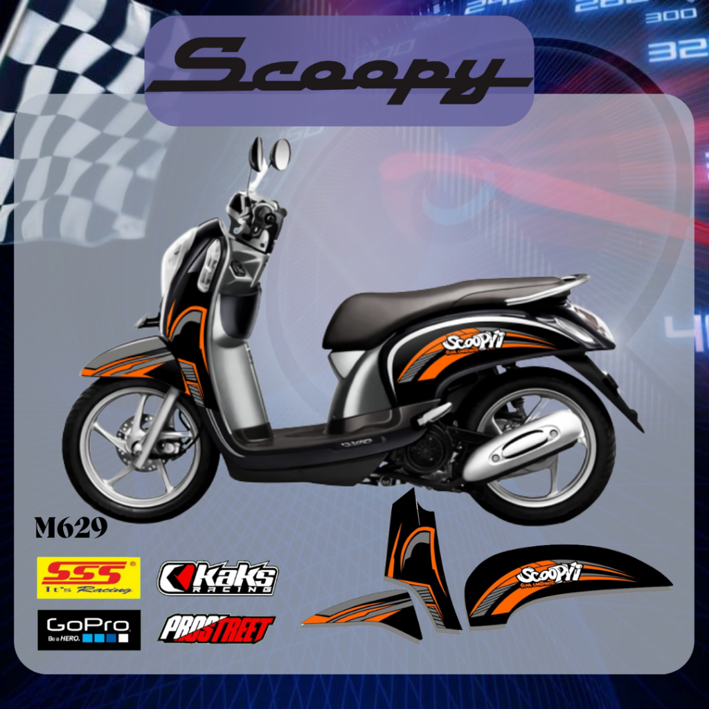 STIKER STRIPING MOTOR SCOOPY FI KODE M629 - Sticker Decal Print List Variasi  Motor Honda Scoopy Fi 