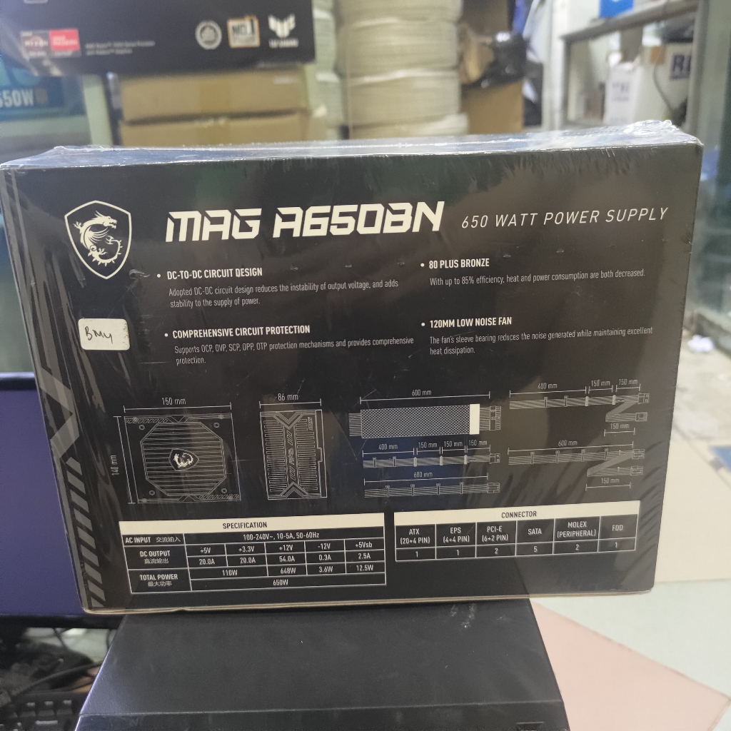 PSU MSI MAG A650BN 650 Watt Bronze 80+ 650W W Supply Plus
