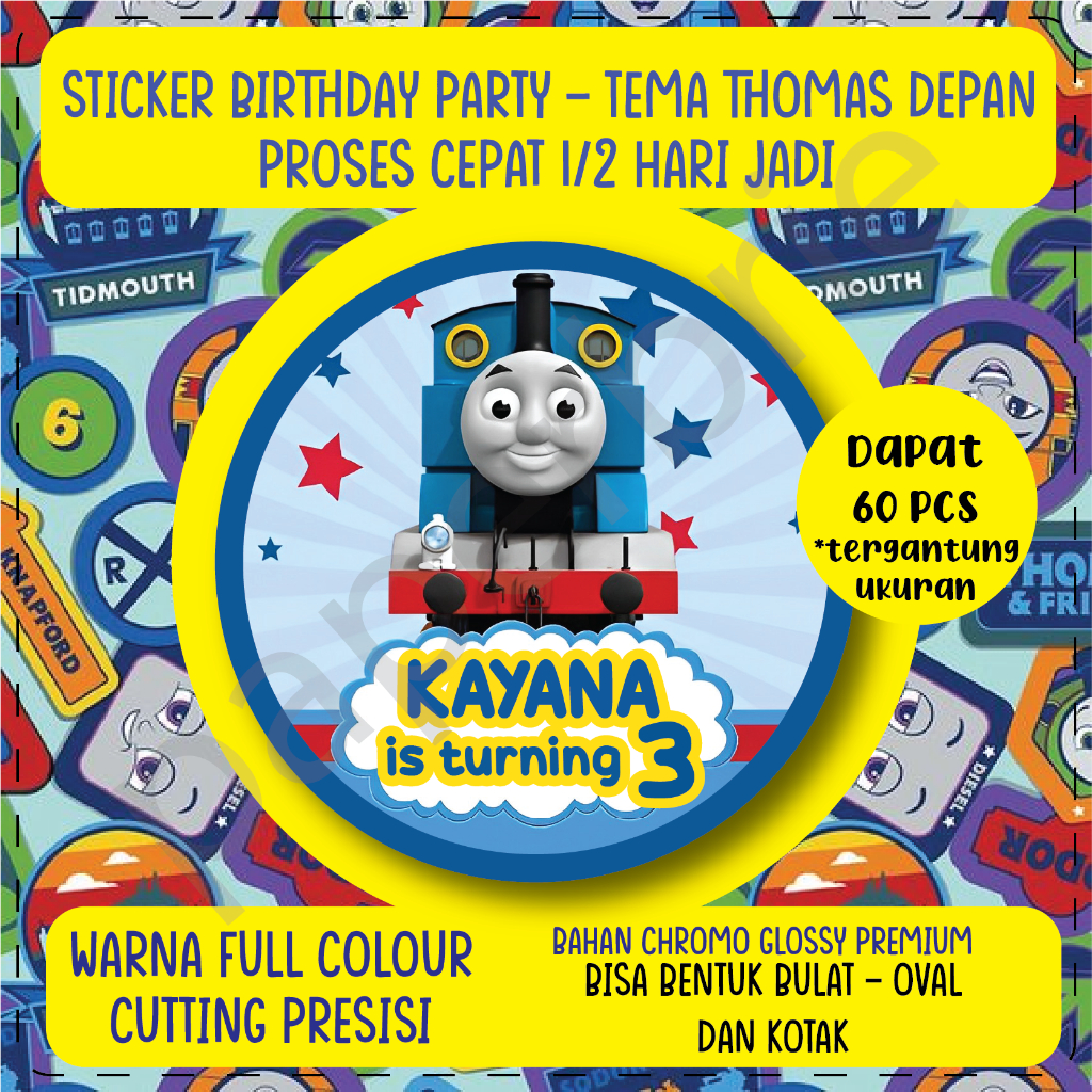 label stiker THOMAS DEPAN Ulang Tahun Anak - sticker birthday party stiker hampers sticker hamper stiker bingkisan ultah