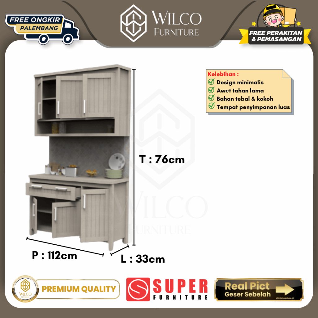 Lemari Dapur 3 Pintu Super Furniture / Rak Dapur Gantung Minimalis 3 Pintu