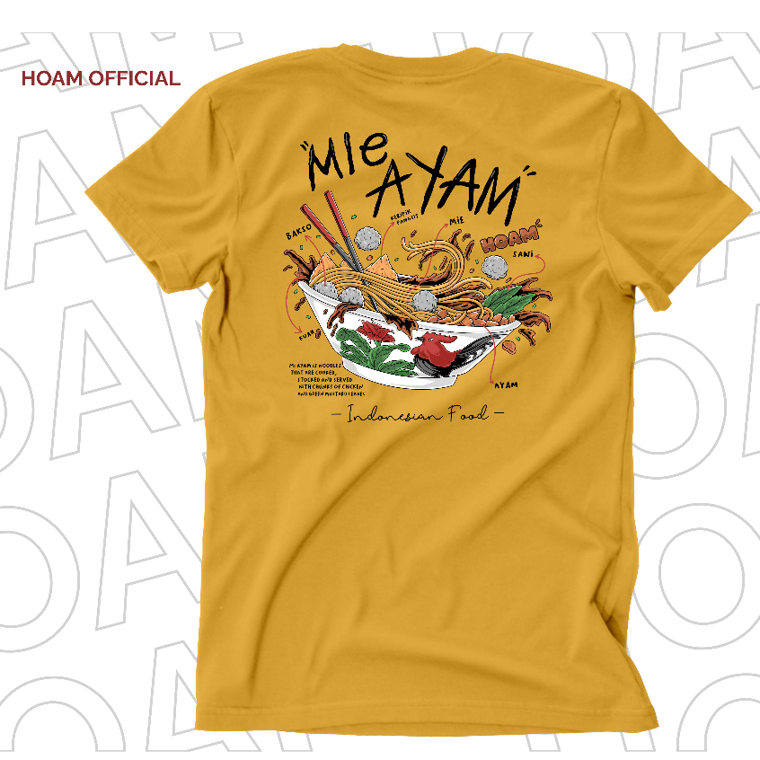 Kaos Hoam - Indonesian Food - Mie Ayam Bakso Mustard