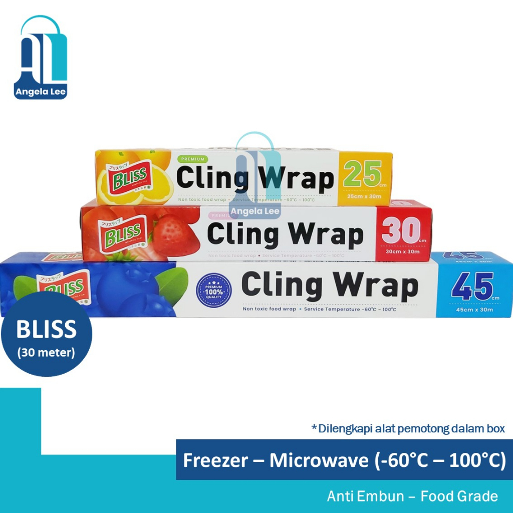 Bliss Cling Wrap Box 25cm Premium Freezer Microwavable Panas Dingin 30meter