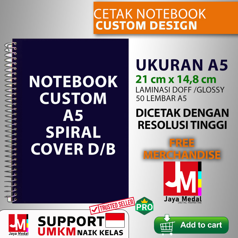

NOTEBOOK CUSTOM A5 JILID SPIRAL DESAIN BEBAS