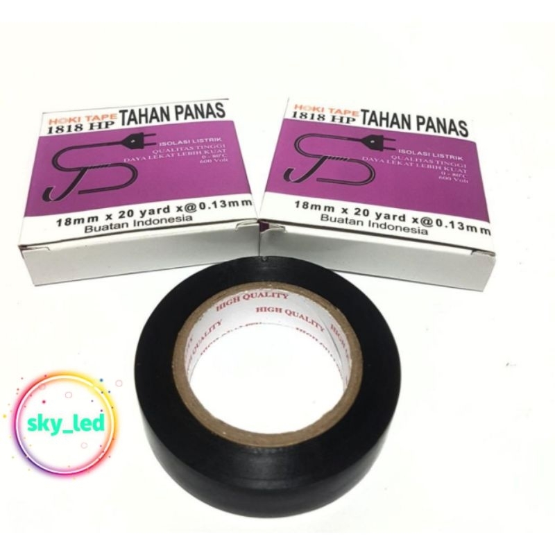 18*20Y Isolasi Listrik pvc hitam Tahan panas HOKI TAPE / Isolasi Instalasi Listrik Hitam 20 Yard GARANSI KUALITAS