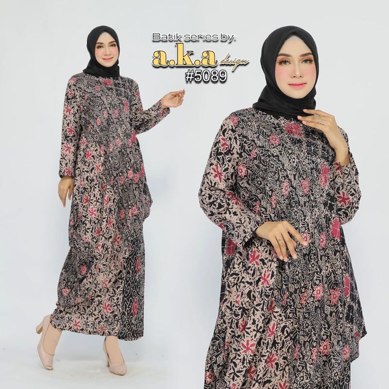 [5089] Stelan Rok Miring Batik Baby Premium/Semi Sutra Full Payet Atasan Sama Rok//Kode AKA