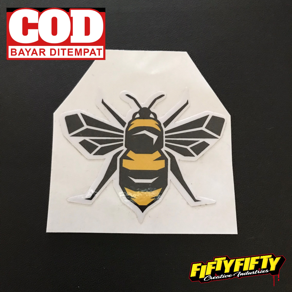 Stiker Print Cut BEE Stiker Printing Laminasi Glossy Stiker Motor Mobil Helm Sudah Membentuk Pola Desain