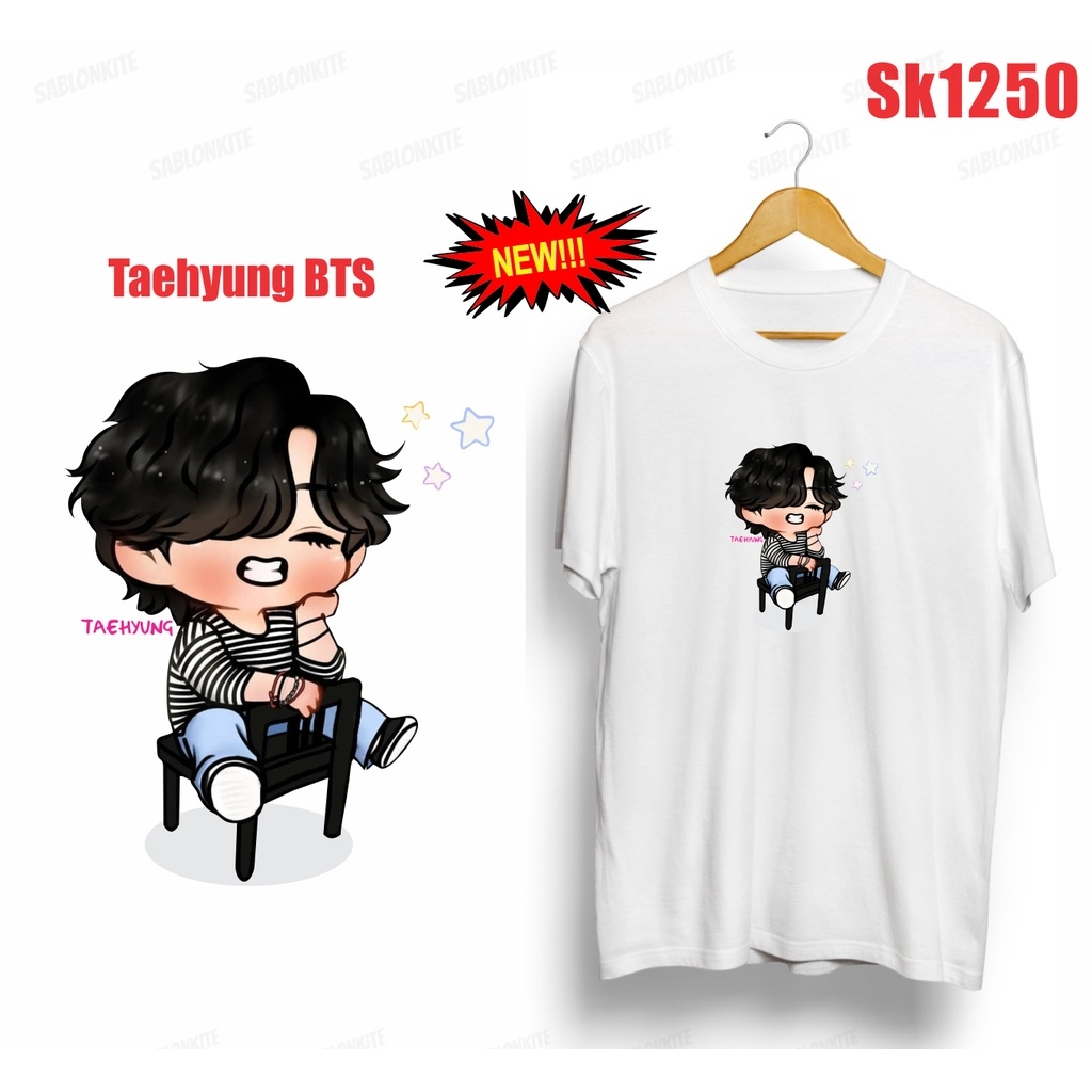 (SK1250) BAJU KAOS BTS V KIM TAEHYUNG CARTOON