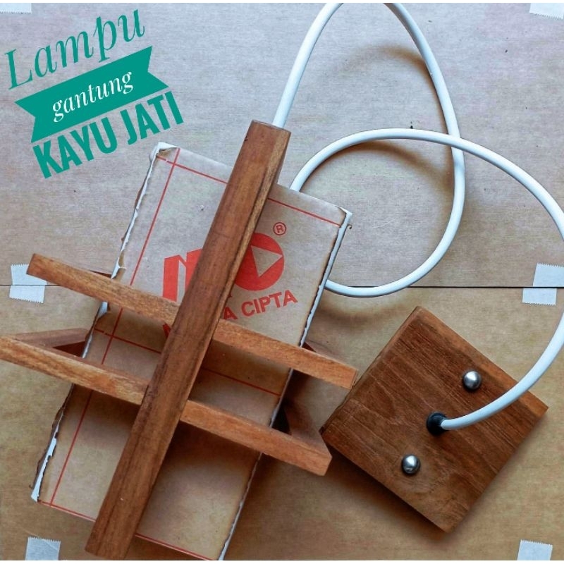 Lampu gantung kayu minimalis / Kap lampu kayu / Lampu kayu