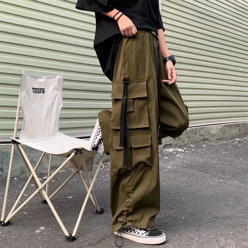 celana kargo pria panjang longgar baggy pants cargo hypebeast fashion korea import ootd pria style
