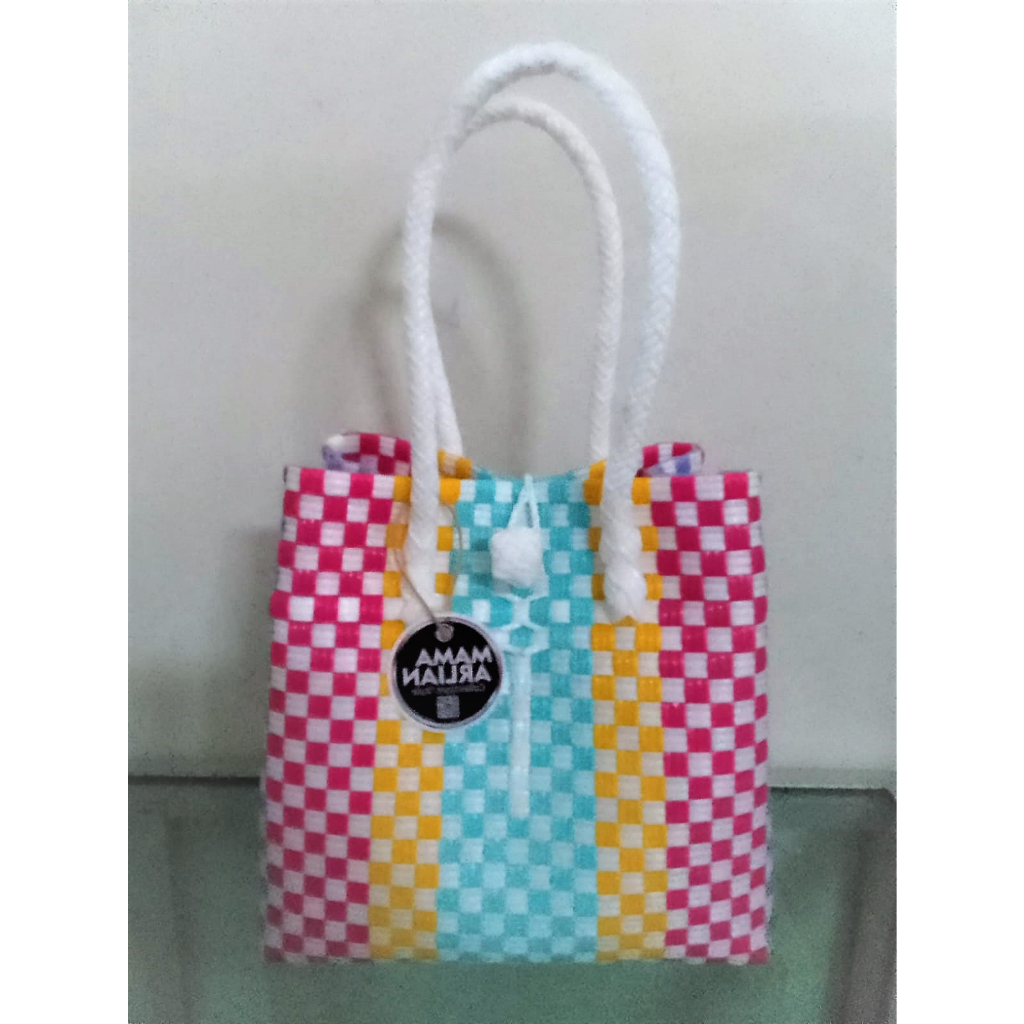 Jual Tas Anyaman Jali Bag Wanita Premium Warna Rainbow - Size M