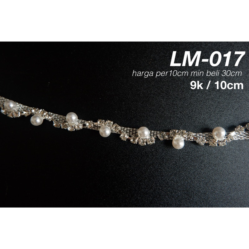 Aksesoris Payet Rangkai Jahit Mutiara LM-017 harga per10cm min beli 30cm [ Amerie Acc ] Rhinestone P