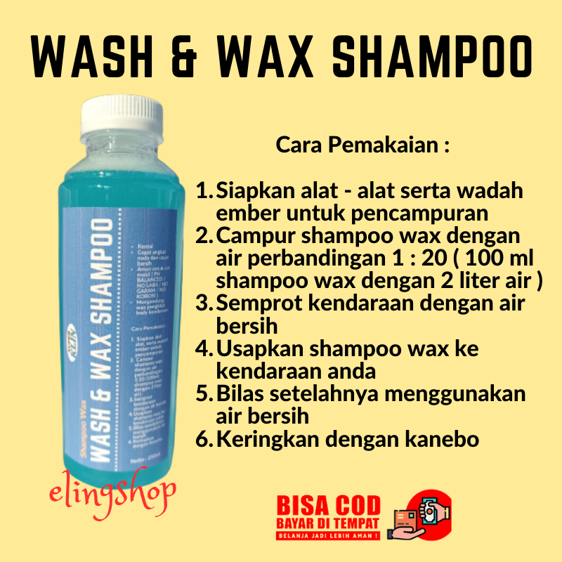 Shampoo Shampo Sampo Cuci Mobil Motor Kendaraan Wash &amp; Wax 250ml