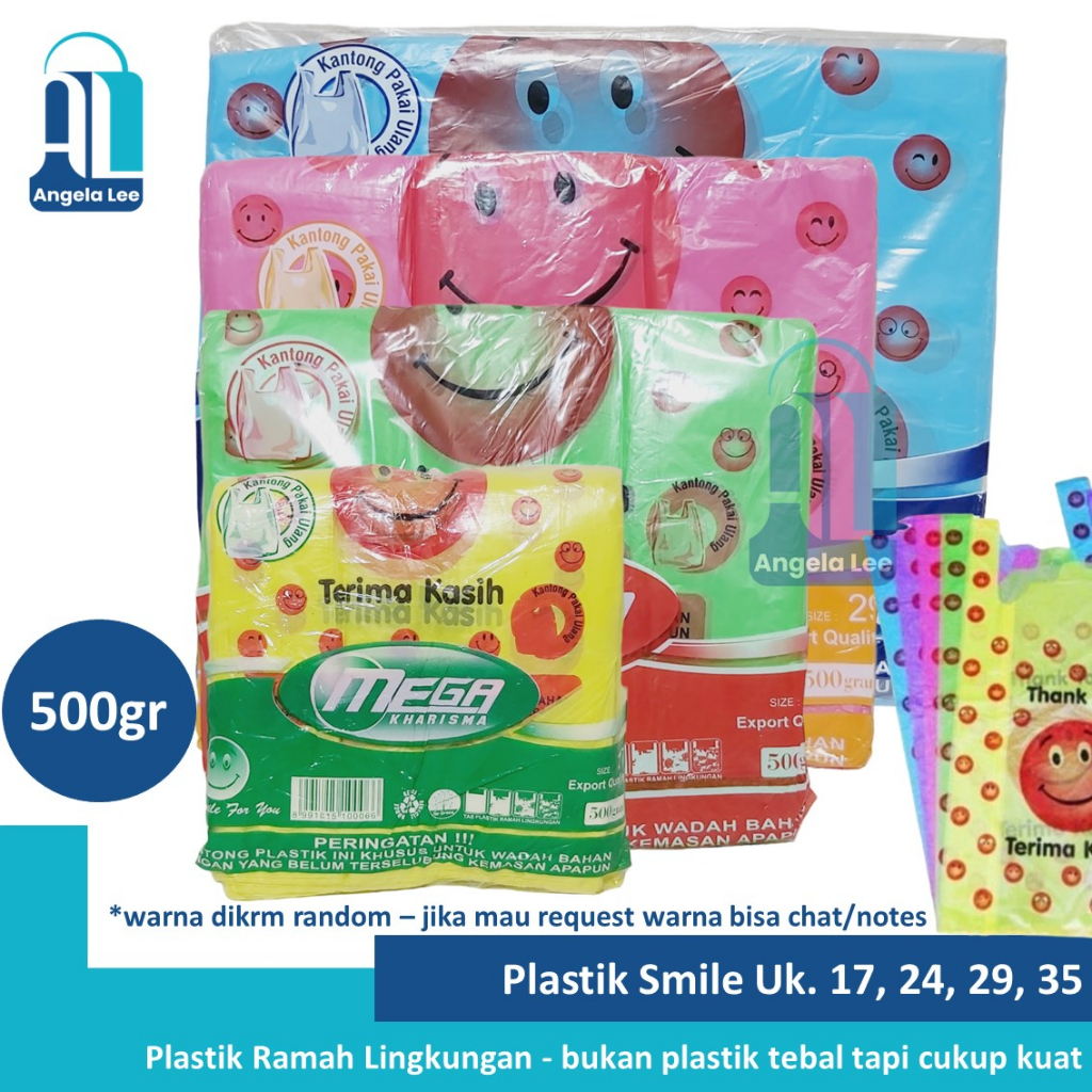 Tas Kantong Plastik Kresek Ramah Lingkungan SMILE Warna Warni Go Greenn