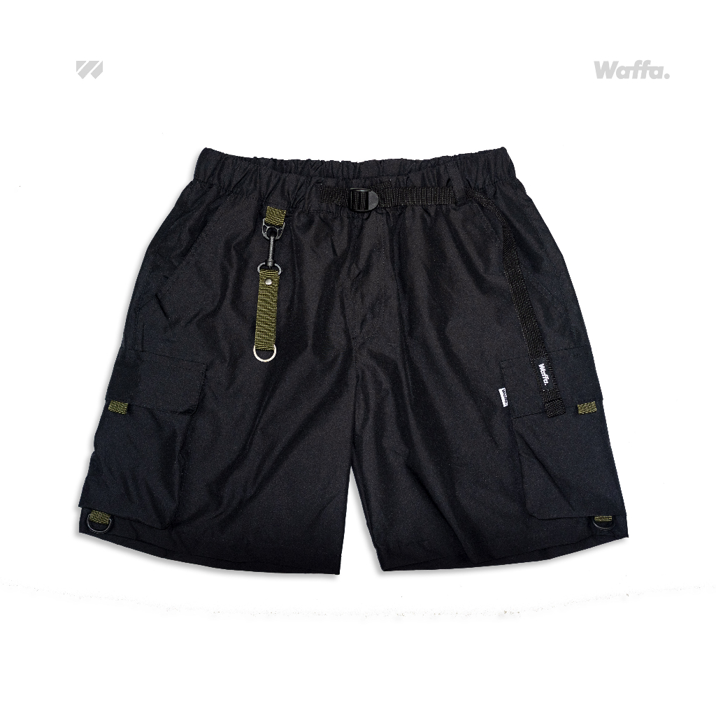 Boardshort Cargo Academica Waffa Hitam Army Polyester