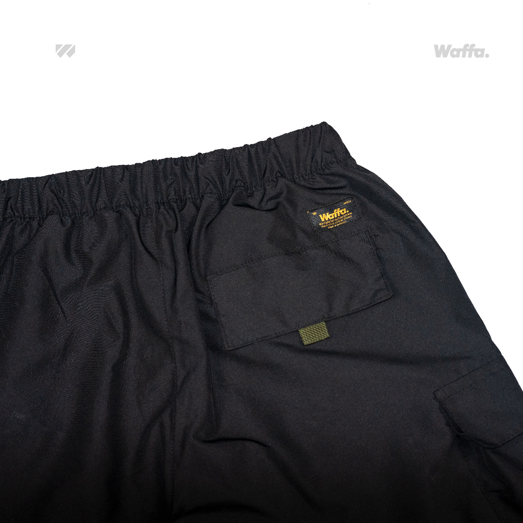 Boardshort Cargo Academica Waffa Hitam Army Polyester