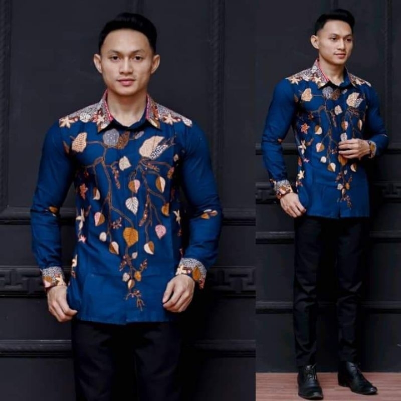 KEMEJA BATIK LENGAN PANJANG PRIA ELEGAN MODERN MOTIF UNGGUL JAYA