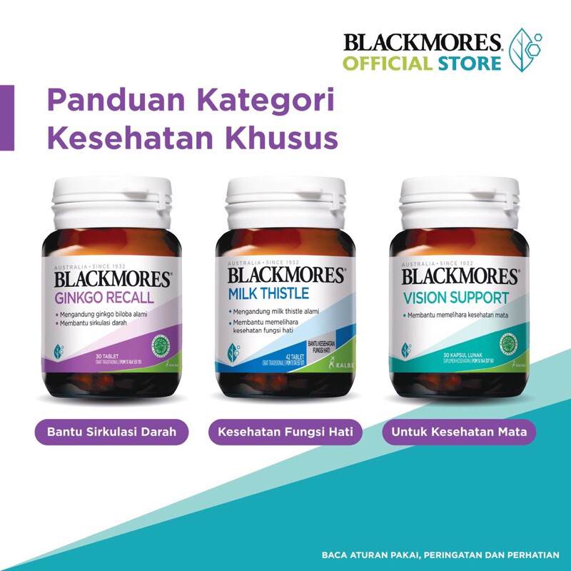 Blackmores Ginkgo Recall 30 tablet / Kemasan baru Ginkgo Action isi 40 untuk meningkatkan daya ingat atau konsentrasi