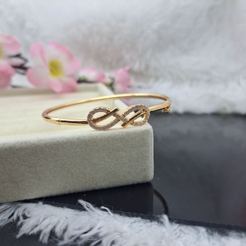 Gelang Wanita bangle korea kunci bukaan samping lapis emas Terbaru COD