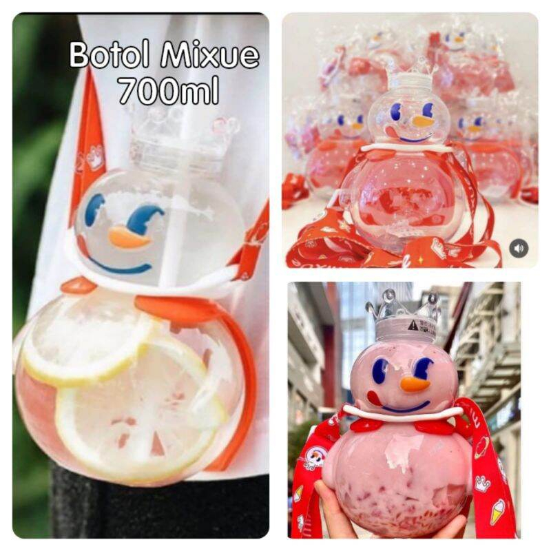 BOTOL MINUM TUMBLER MIXUE SNOW KING / BOTOL MINUM FASHION MIXUE 700ml botol minum viral mixue trasnparan (FREE BUBBLE WRAP)