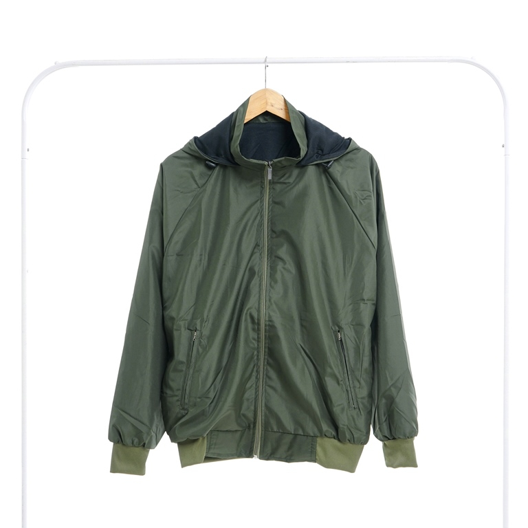Jaket Parasut Polos Hijau Army