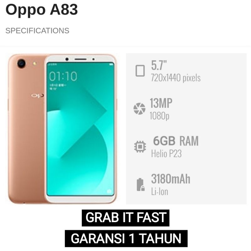 HP Oppo A83 Ram 6GB Internal 128GB (4G) LTE
