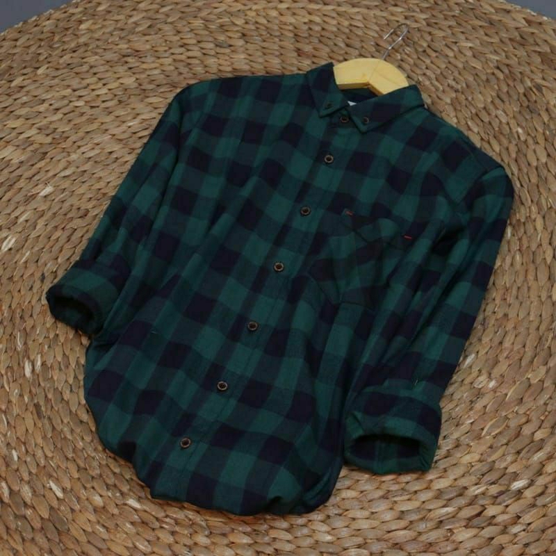 Kemeja Flanel Hijau Lengan Panjang Pria Premium Quality Kemeja Flannel Pria Kemeja Kotak Kotak