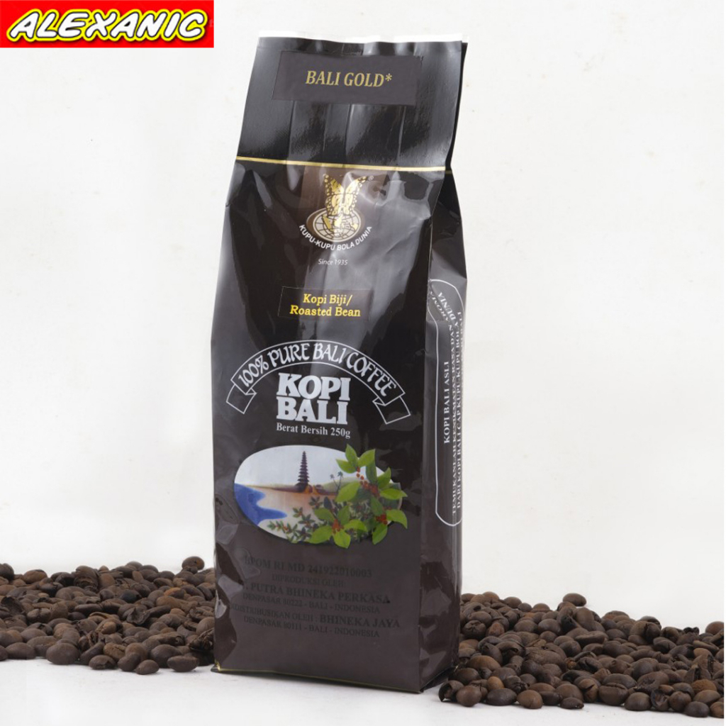 

ALEXANIC Kopi BALI GOLD Roasted Bean Kopi Biji Kupu Kupu Bola Dunia 250 gr