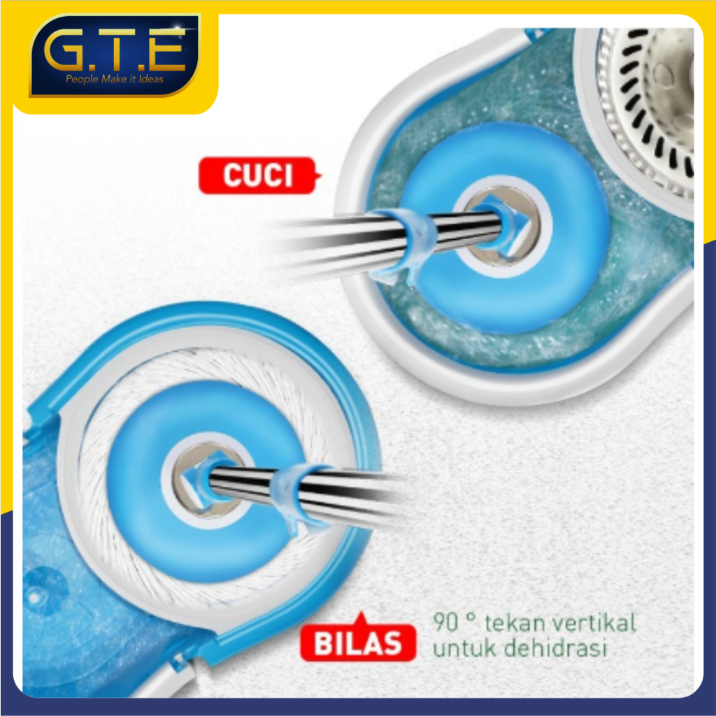 GTE | Alat Pel Lantai Pembersih Lantai Spin Mop Ultra | Pel Lantai Mop | Pel Mop Free Tempat Cuci