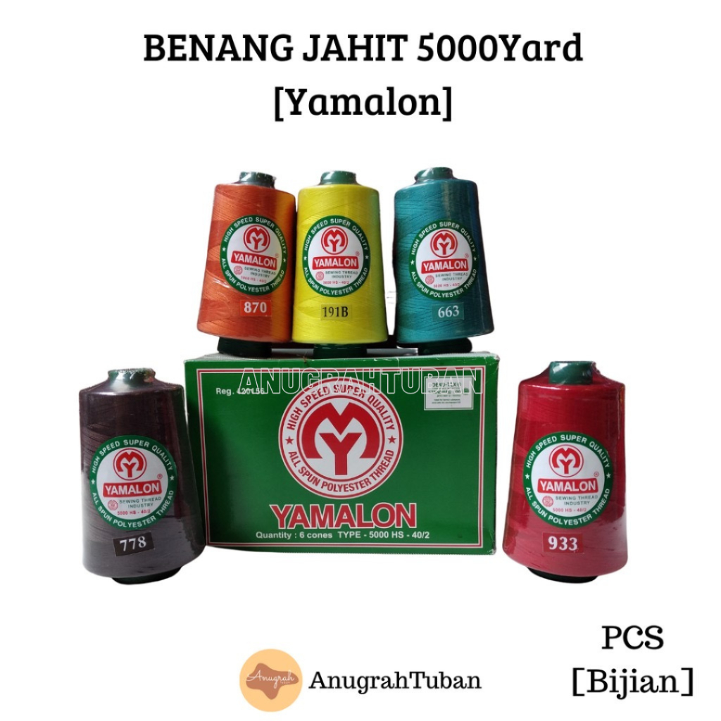 [5000y Yamalon] Benang Jahit Katun All Spun Polyester Thread High Speed Super Quality Besar
