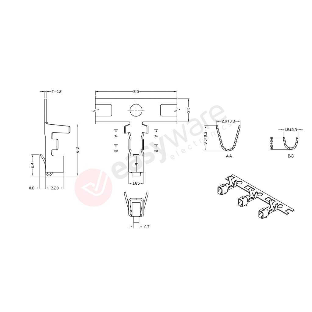 JST XH2.50mm CI22 INNER 2.50 mm female Wire Housing Pin Metal Terminal 2.50