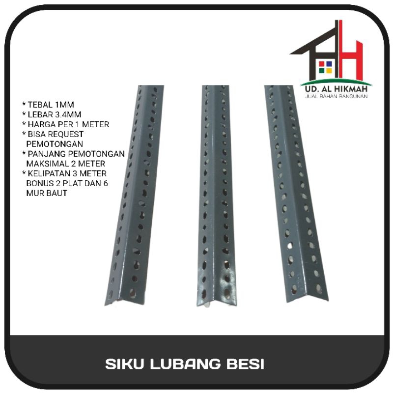 SIKU Rak Besi / Siku Lubang  BESI 1 meter tebal 1 mm