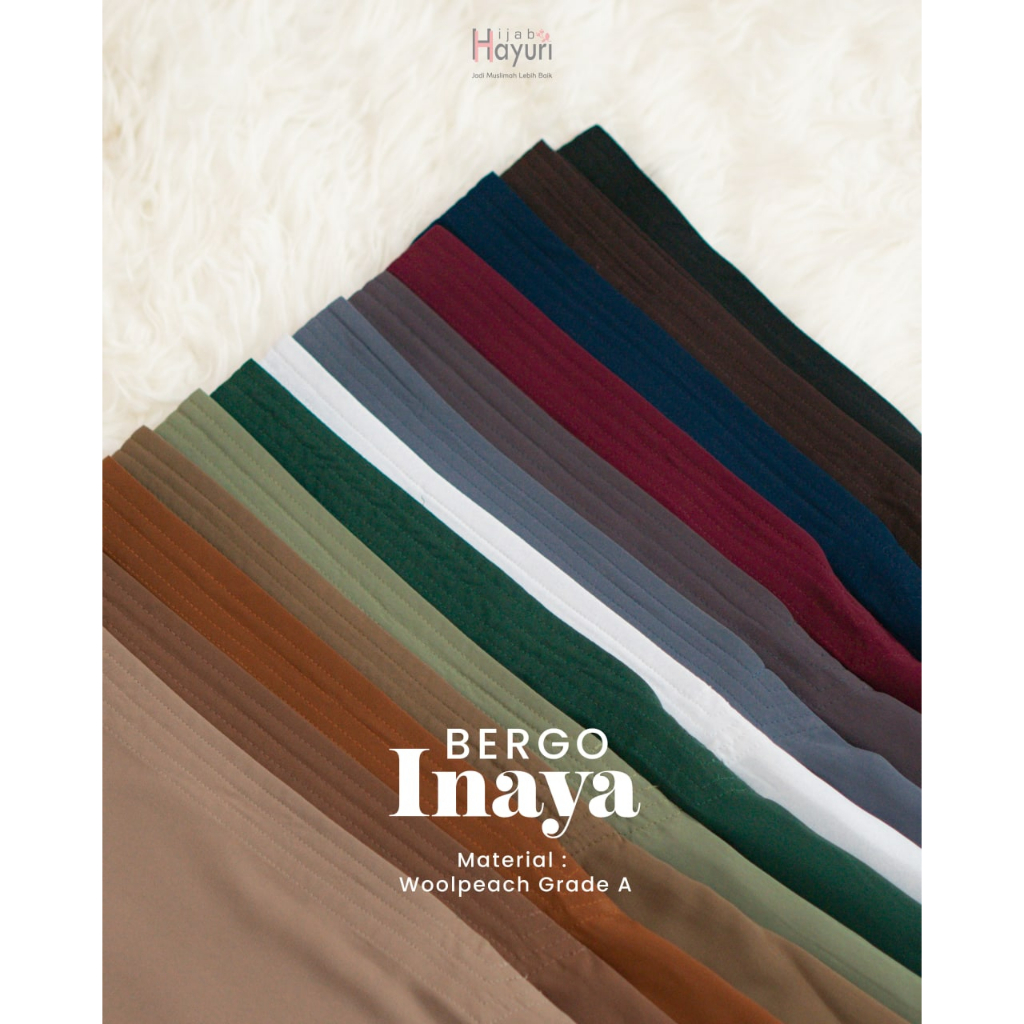 Hijab Hayuri Bergo Inaya - Jilbab Instan Syar'i Non Pad - Bahan Woolpeach Grade A