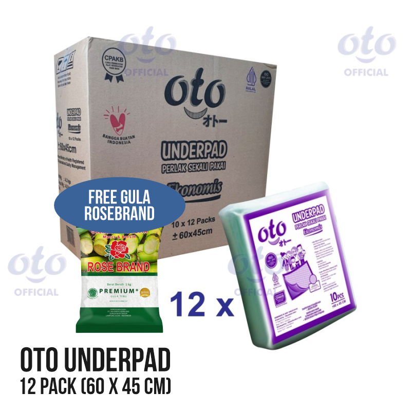 aksesoris - underpad, perlak, pad RAK - OTO Under Pad Underpad Perlak Sekali Pakai Alas Pasien Menyerap Urine Uk M isi 10pcs x 12 Pack