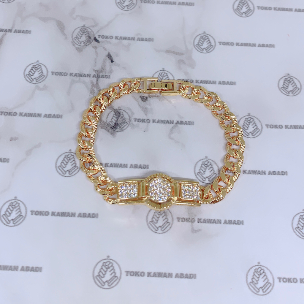 Gelang Tangan Rhodium Gold Perhiasan Fashion Wanita Dewasa Model Ring Permata *22