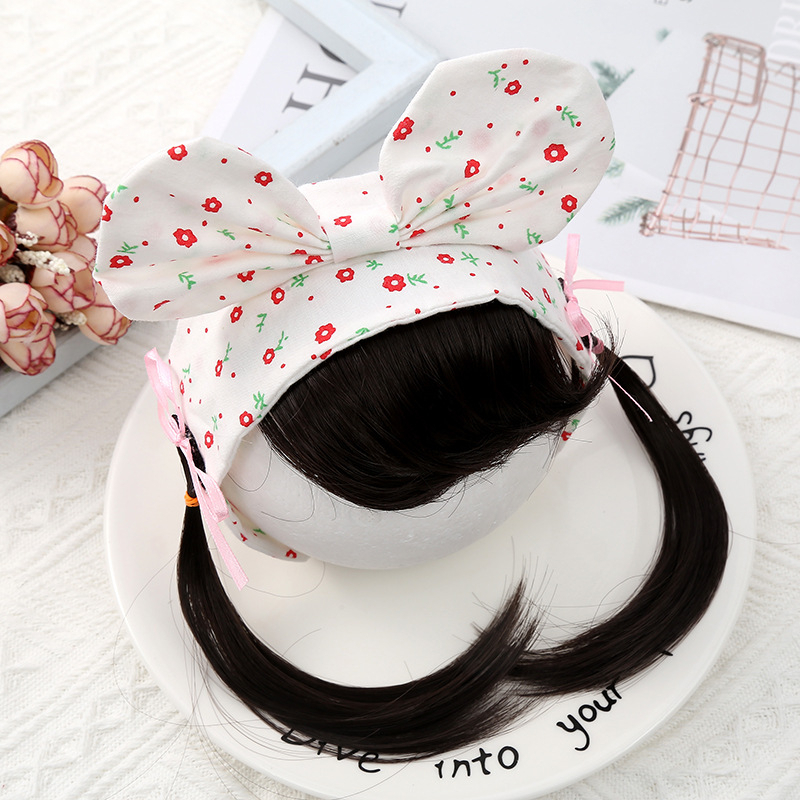 WP2 BANDANA wig rambut palsu bayi motif pita kain 2kunciran