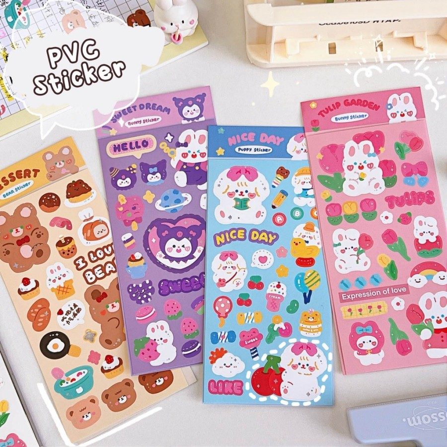 

Sticker PVC Cute Cartoon Tahan Air Bunny Bear Laptop Deco Stiker PET