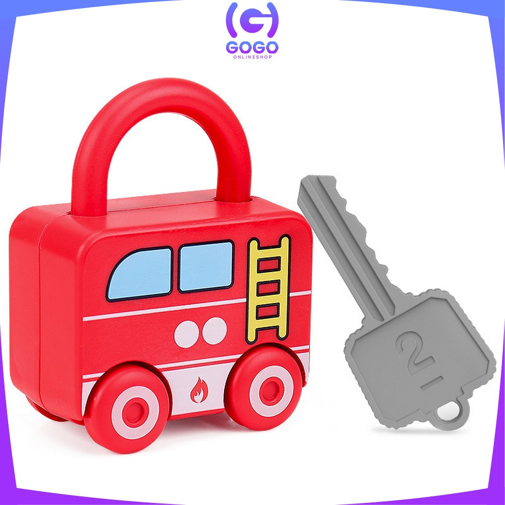 GOGO-M318 Mainan Puzzle Key Set Anak Mainan Kunci Gembok Motif Transportasi / Mainan Edukasi Anak Puzzle Matching Lock / Key Lock Car Kids Import