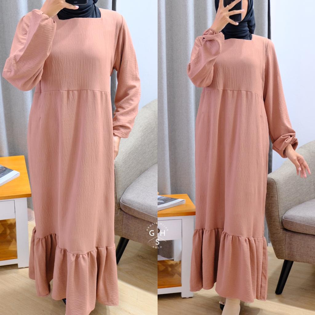 CLARISS GAMIS MIDI DRESS DUYUNG ATASAN WANITA CRINCLE AIRFLOW (AMD)